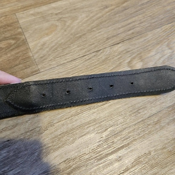 Express Compagnie Internationale Leather Corduroy Belt Size S Black White - Picture 14 of 14